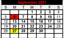 District School Academic Calendar for Three Rivers High School for September 2021