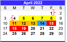 District School Academic Calendar for Blessing Elementary for April 2022