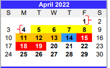 District School Academic Calendar for Matagorda Co Alter for April 2022