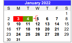 District School Academic Calendar for Blessing Elementary for January 2022