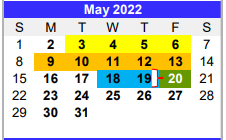 District School Academic Calendar for Matagorda Co Alter for May 2022