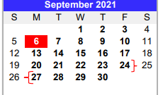 District School Academic Calendar for Blessing Elementary for September 2021