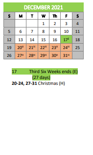 District School Academic Calendar for Timpson High School for December 2021