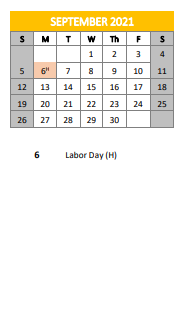 District School Academic Calendar for Timpson Elementary for September 2021
