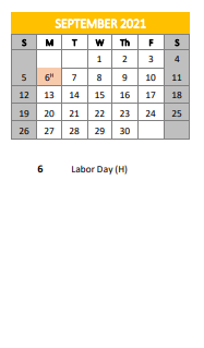 District School Academic Calendar for Timpson Middle for September 2021