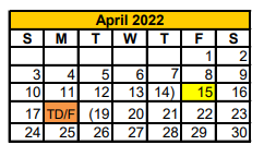 District School Academic Calendar for Tolar High School for April 2022