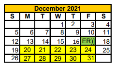 District School Academic Calendar for Tolar High School for December 2021