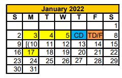 District School Academic Calendar for Tolar High School for January 2022