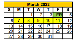 District School Academic Calendar for Tolar High School for March 2022