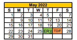 District School Academic Calendar for Tolar Elementary for May 2022