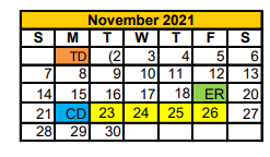 District School Academic Calendar for Tolar Elementary for November 2021