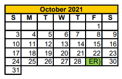 District School Academic Calendar for Tolar Elementary for October 2021