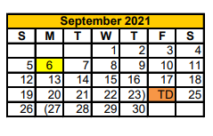District School Academic Calendar for Tolar Elementary for September 2021