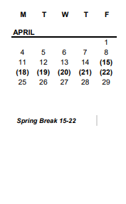 District School Academic Calendar for Elmhurst Elementary School for April 2022