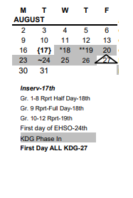 District School Academic Calendar for Gateway Academy for August 2021