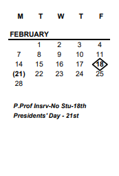 District School Academic Calendar for Gateway Academy for February 2022