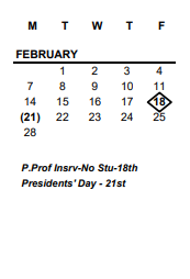 District School Academic Calendar for Riverside Elementary School for February 2022