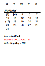 District School Academic Calendar for Cowboy Academy Of Business for January 2022