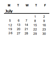 District School Academic Calendar for Robinson Junior High School for July 2021