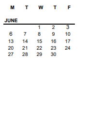 District School Academic Calendar for East Side Central Elementary School for June 2022