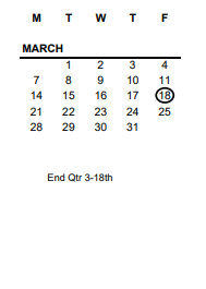 District School Academic Calendar for Robinson Junior High School for March 2022