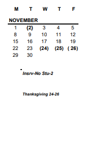District School Academic Calendar for Sherman Elementary School for November 2021