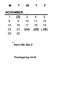 District School Academic Calendar for Harvard Elementary School for November 2021