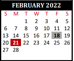 District School Academic Calendar for Tomball High School for February 2022