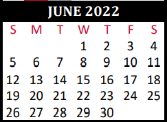 District School Academic Calendar for Tomball J J A E P Campus for June 2022