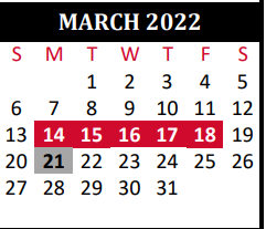 District School Academic Calendar for Tomball Junior High for March 2022
