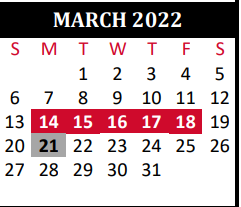 District School Academic Calendar for Willow Creek Elementary for March 2022