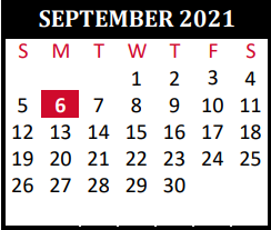 District School Academic Calendar for Tomball Alternative Education Cent for September 2021