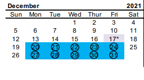 District School Academic Calendar for Lansberry Elementary for December 2021