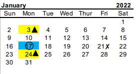 District School Academic Calendar for Lansberry Elementary for January 2022