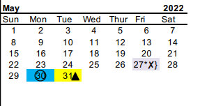 District School Academic Calendar for Trinity Junior High for May 2022