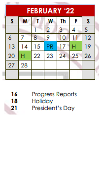 District School Academic Calendar for Troup Middle for February 2022