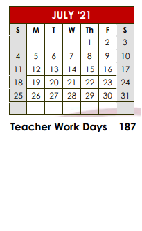 District School Academic Calendar for Troup Elementary for July 2021