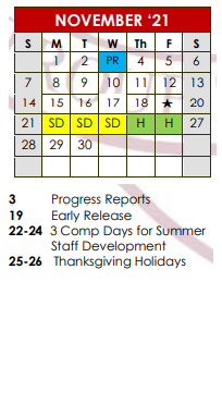 District School Academic Calendar for Troup Elementary for November 2021