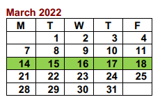 District School Academic Calendar for Troy Daep for March 2022