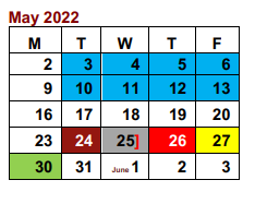 District School Academic Calendar for Troy J J A E P for May 2022