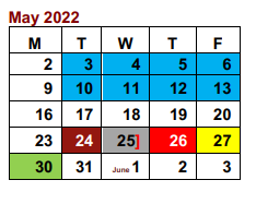 District School Academic Calendar for Edna Bigham Mays Elementary for May 2022