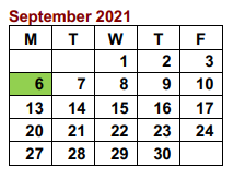 District School Academic Calendar for Troy J J A E P for September 2021