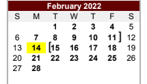 District School Academic Calendar for W V Swinburn Elementary for February 2022