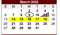 District School Academic Calendar for W V Swinburn Elementary for March 2022