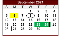 District School Academic Calendar for Tulia Junior High for September 2021