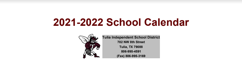 District School Academic Calendar for Tulia Highland Elementary