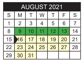 District School Academic Calendar for Owens Elementary for August 2021