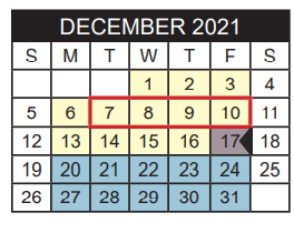 District School Academic Calendar for Jim Plyler Instructional Complex for December 2021