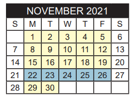 District School Academic Calendar for Alvin V Anderson Educational Compl for November 2021