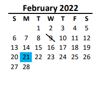 District School Academic Calendar for Prospect Elementary for February 2022
